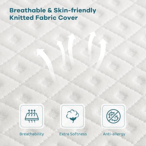 Vesgantti 4 Inch Memory Foam Mattress Topper King Size, Gel & Bamboo Charcoal Infused Bed Topper for Cooling Sleep & Pressure Relieving, with Washable Cover-150 x 200 x 10CM