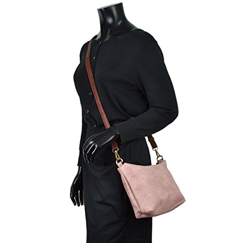 Women Handbag 3 Pieces Set Leather Shoulder Bag Satchel Purse 3 in 1 Simple Design Pink Coffee