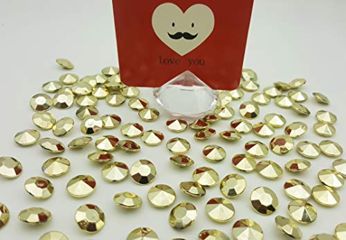 AiFanS Acrylic Diamond Gems for Table Scatter,Table Confetti,Vase Fillers(Metallic Gold,12mm,500 Piece)