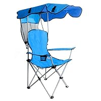 Tebapi Comfort High Back Shade Folding Chair Four Seasons Courtyard Shade Chair with Canopy Carry Shade Canopy Chair Camping Chair Blue