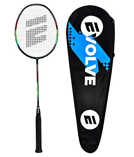 Evolve 3-84 Badminton Racket with High Tension String | 3U Ultra-Light 40T High Modulus Graphite | Professional lightweight Racket with Case for Men, Women (Set of 1)