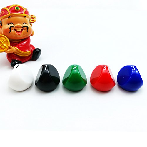 Bescon New Style Polyhedral Dice 3-sided Gaming Dice, D3 die, D3 dice, 3 Sides Dice, 3 Sided Cube, 5 Assorted Opaque Color