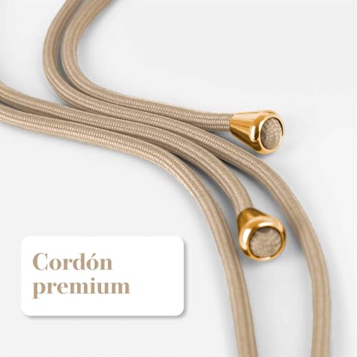 moex Unleash para Samsung Galaxy Grand Prime – Cadena para teléfono móvil con mosquetón y correa para el cuello – Collar para teléfono con almohadilla para fundas – Cadena para colgar en color beige