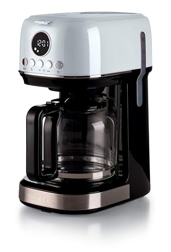 1396/01 Moderna cafetera de filtro, Café de goteo, Capacidad hasta 15 tazas, Base calefactora, Pantalla LCD, Filtros extraíbles y lavables, Blanco