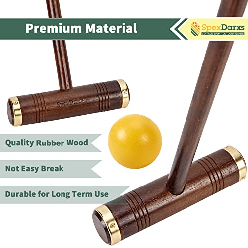 SpexDarxs Six Player Croquet Game, 35’’ Croquet Set with Premium Wooden Mallets|Colored Balls|Wickets|Stakes| Carrying Bag, Classic Outdoor Backyard Lawn Games for Teens Adults Family
