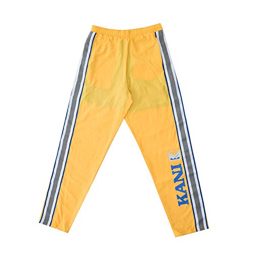 KARL KANI ENDURANCE NYLON JOGGER TRACK PANTS ATHLETIC FIT YELLOW MENS
