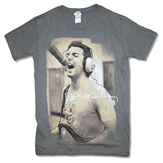 Paul Mccartney Studio Singing Pic Image Mens T-Shirt Beatles - Les Beatles, Paul McCartney, John Lennon, RIngo Starr, George Harrison