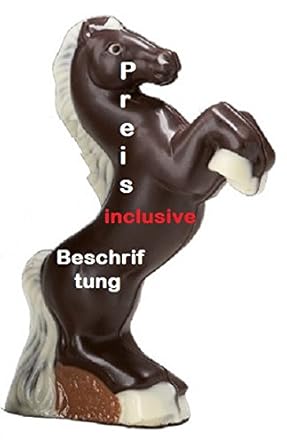 03#041520 Schokolade, Tiere, Pferd, Mustang aus Zartbitter incl. Beschriftung, Schokolade, 60 gr.