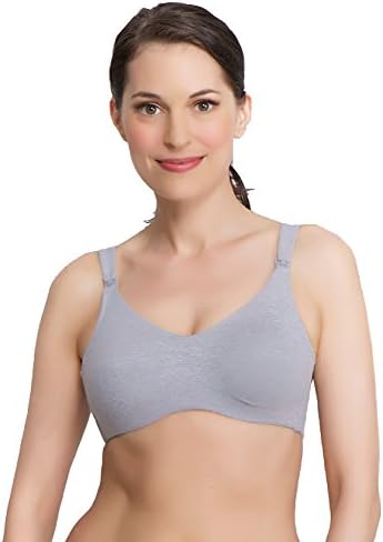Intimates Women's Cotton Blend Wireless Nursing Bra - Soft Wire Free Bra w/Easy Drop Cups - Grey Heather, 36DDD