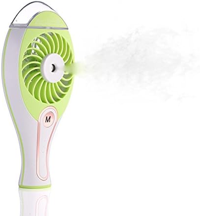 TACY Mini Handheld Fan USB Misting Fan Personal Cooling Humidifier Fan Rechargeable Battery Fan Water Spray Cooler Fan Desktop Fan (Green)