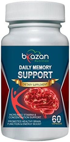 Daily Memory Support Supplement for Stamina, Concentration, Healthy Brain Function, and Energy | An Effective Blend of Bacopa Monieri, Korean Red Ginseng, Huperzine A, and Vitamin E | 60 Capsules
