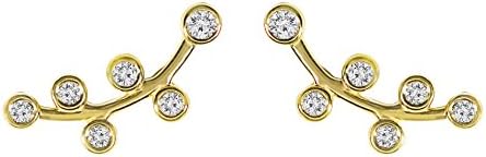 14k Gold Diamond Bezel-Set Curved Ear Crawler Ear Climber (1cttw)