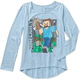 Minecraft Girls Vintage Steve Long Sleeve Crew Neck Graphic Tee (7-8)