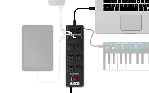 Alto Professional Power Strip USB | Data Transfer & Surge-Protection Power Strip with 5-Port USB Hub & 6 AC Sockets - Thumbnail 2