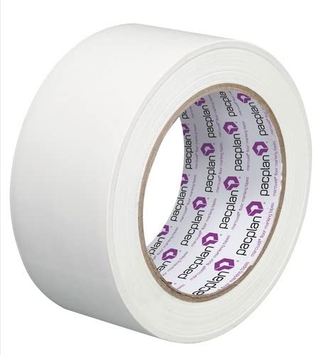Pacplan 50mm x 33m White Heavy Duty High Visibility Floor Hazard Lane Marking Tape Qty 1 Roll