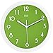 hito 10” Silent Wall Clock Battery Operated Kids Wall Clock Non ticking Sweep Movement Glass Cover Colorful Frame, for Kitchen, Bedroom, Home Office, Living Room Decor (Apple Green)