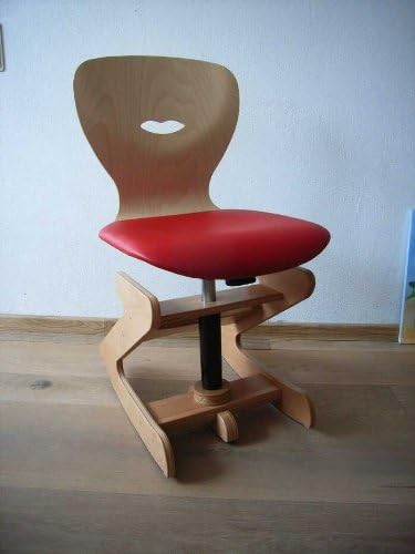 Burostuhl Hohenverstellbar Sh42bs Mit Rotem Polster Und Mittelkufe Zum Seitlichen Balancieren Ergonomischer Stuhl Zum Kippeln Vorbeugend Gegen Thrombose Ruckenschmerzen Bandscheibenvorfall Haltungsschaden Amazon De Kuche Haushalt