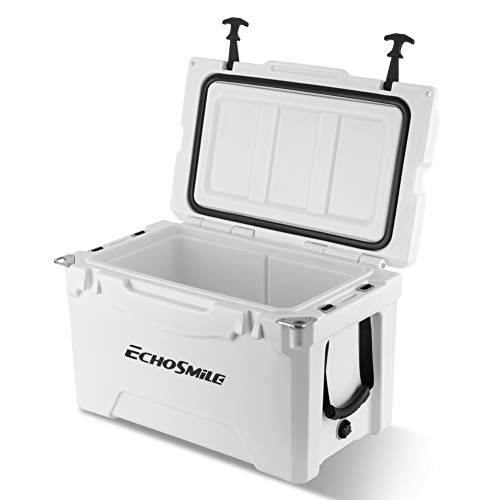 EchoSmile 35QT White Rotomolded Cooler, 5 Days Portable Ice Chest, Ice
