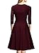 Miusol Women's Vintage Square Neck Floral Lace 2/3 Sleeve Cocktail Swing Dress, A-wine Red, X-Large