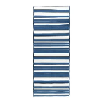 Ikea Alslev Flachgewebte Teppich Blau Weiss 80x200 Cm Amazon De