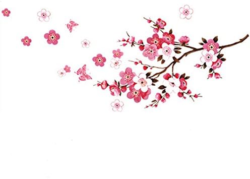 Plum Blossom Flowers Butterfly Wall Decal Home Sticker