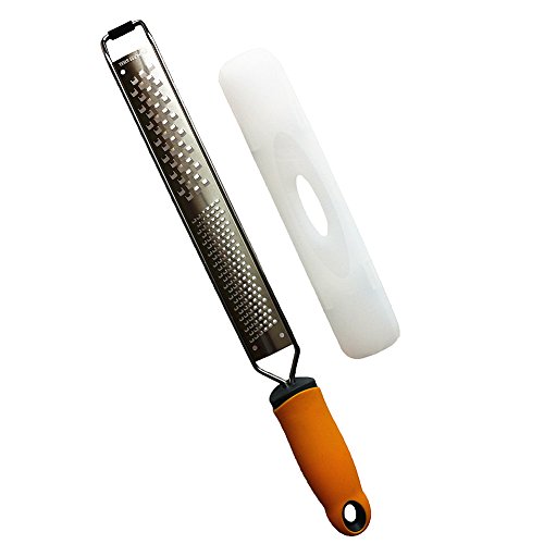 Wide Citrus Lemon Zester Cheese Grater Parmesan Ginger Garlic Nutmeg Chocolate Vegetables Fruits Razor-Sharp Stainless Steel Blade Protect Cover Dishwasher Safe Color Yellow - Thumbnail 5