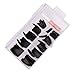 100 Pcs Black Acrylic French Style Artificial Half False Nails Nail Art Tips + Box + Glue