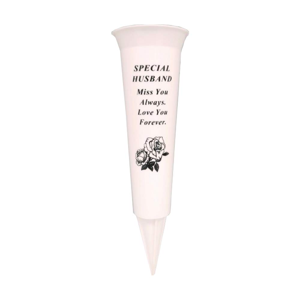 Graveside Memorial Vases/Flower Holders Ornament, Engraved with a Funeral Verse | A Personalised Plastic Spike Grave Decoration Ornament for your Loved Ones (Special husband)