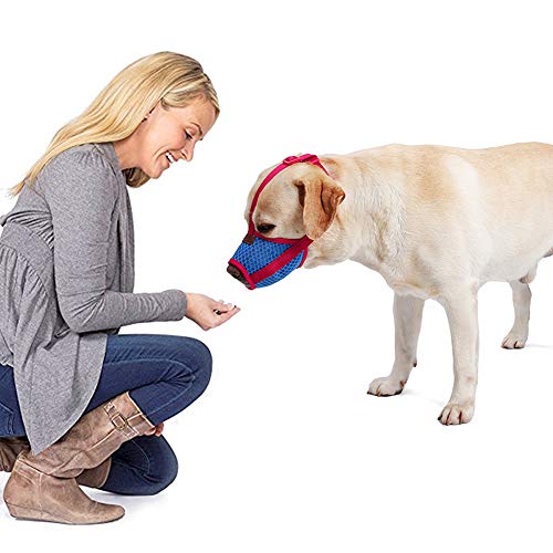 Rantow Breathable Mesh Pet Dog Muzzle - Anti Biting Barking Screaming Prevent Accidental Eating - Small Medium Large Dogs Adjustable Mouth Cover (L) - Thumbnail 2