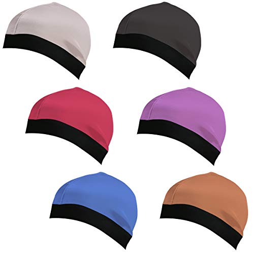 3 Pack Silky Stocking Wave Cap Sleep Cap Shower Cap Durag Base Dome Cap for Men,Colors B2 - Thumbnail 6