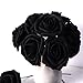 Febou Artificial Flowers, 100pcs Real Touch Artificial Foam Roses Decoration DIY for Wedding Bridesmaid Bridal Bouquets Centerpieces, Party Decoration, Home Display (Concise Type, Black)