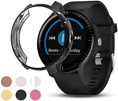 Ansblue Screen Protector Case Compatible with Garmin Vivoactive 3 Music, Soft Plated TPU Scratch-Proof Full Protective Protector Case Cover, for Garmin Vivoactive 3 Music Smartwatch Accessories
