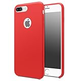 MoKo Case for iPhone 7 Plus - Slim Fit Shockproof Liquid Silicone Gel Rubber Protective Case Soft Touch Back Cover for iPhone 7 Plus, RED