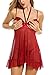 Avidlove Women Teddy Sleepwear Lace Chemise Babydoll Nightwear Set Sleepwear Dark Red XXL