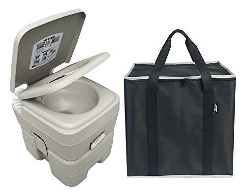 Leopard Outdoor T-Type Three Directional Flush Portable Travel Toilet with Storage Bag,Porta Potty Designed for Camping, RV, Boating - 5.3 Gallon (Best Porta Potty For Boat)