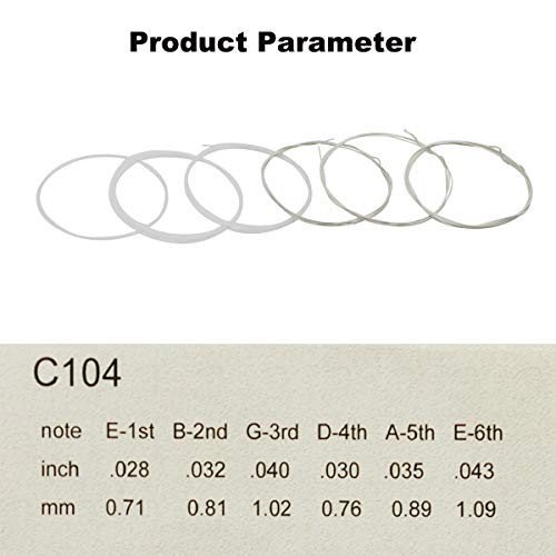 6 Pieces Classical Guitar Strings Nylon Silver Plated Copper Alloy Wrapped String for Classical Guitar