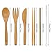2 Pack Natural Bamboo Travel Cutlery Kit Portable Utensils Flatware Set Include Knife, Fork, Spoon, Straw and Cleaning Brush for Camping Office Lunch