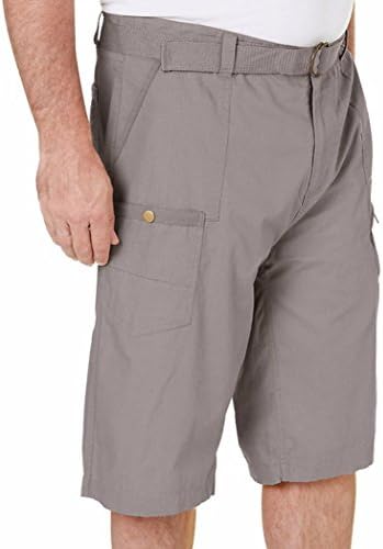 Red Face Men's Big and Tall Cotton Belted Cargo Shorts (48, Light Grey)