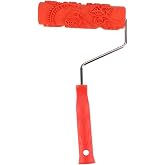 Anu Limen 7in Rubber Embossing Texture Roller with Handle &ndash; Floral Pattern Paint Roller for Wall Printing, DIY Painting and Relief Decoration