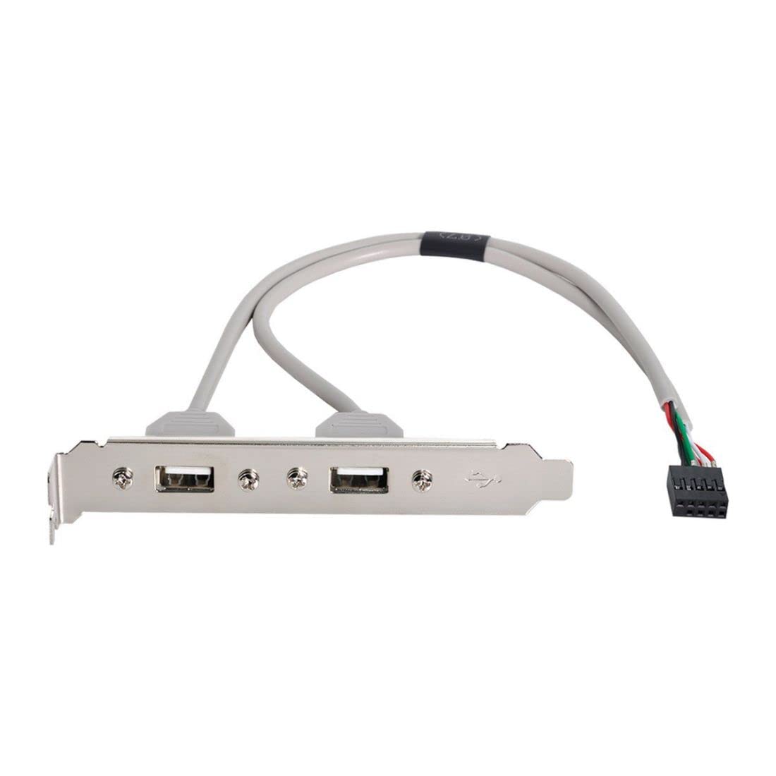 ChenYang CY 2 Port USB 2.0 Type A Female Screw to USB 2.0 9 Pin Motherboard Header Cable with Bracket
