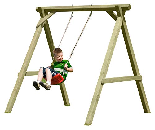 Gartenpirat Premium Kinderschaukel aus Holz Outdoor - Einzelschaukel mit Schaukelsitz - 180 x 180 x 200 cm TÜV geprüft