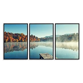 3 Piece Framed Canvas Home Artwork Decoration Romantic Wharf Canvas Wall Art for Living Room, Bedroom - 16"x24"x3 Panels
