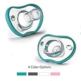 Nanobebe Pacifiers 0-3 Month - Orthodontic, Curves Comfortably with Face Contour, Award Winning for Breastfeeding Babies, 100% Silicon - BPA Free. Perfect Baby Registry Gift 2pk,Teal