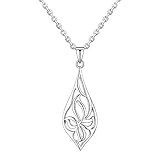 RSJewel Sterling Silver Filigree Blossom Design Pendant With Length Adjustable Chain Necklace