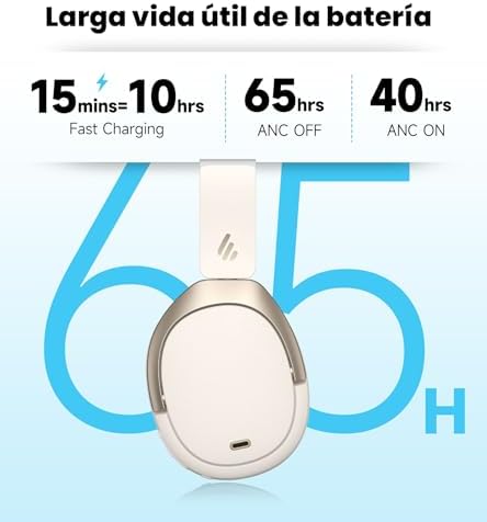 Auscultadores over-ear W80 com ANC de -49dB e LDAC de alta resolução, marfim