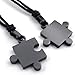 KONOV 2pcs Mens & Womens Couples Stainless Steel Puzzle Pendant Love Necklace Set, Black