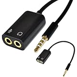 SuperWhole 3.5mm 1/8" Earphone Headset + Microphone Adapter to Stereo Audio Male PC iphone