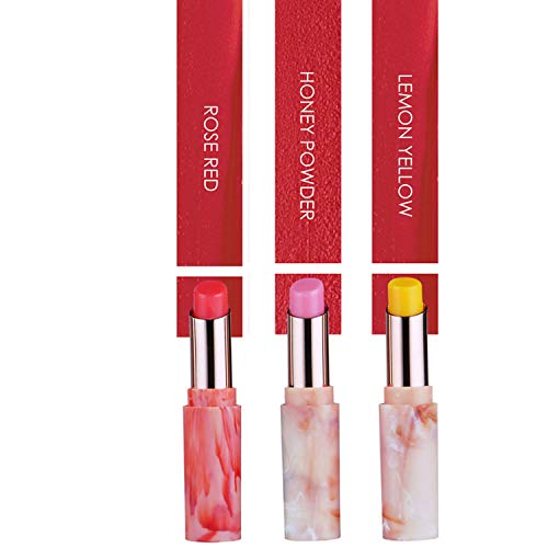 Marble Design 3 Pack Crystal Jelly Lipstick, Firstfly Waterproof Long Lasting Nutritious Lip Balm Lips Moisturizer Magic Temperature Color Change Lip Gloss