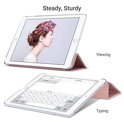 ULAK iPad 2017/2018 iPad 9.7 inch Case, Slim Lightweight Smart Case Trifold Stand with Auto Sleep/Wake Function, Hard Back Clear Polka Dot Cover for Apple iPad 9.7-inch 5th 6th Gen, Rose Gold
