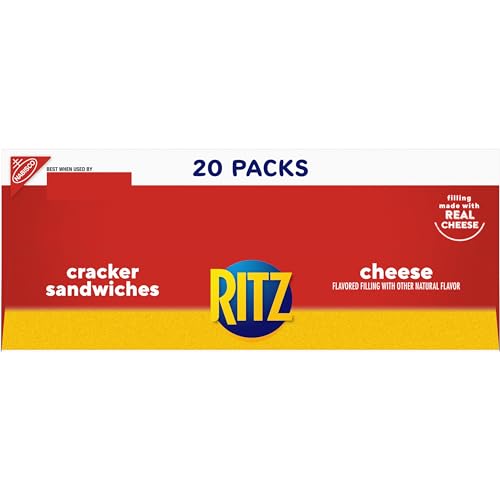 RITZ CHEESE SANDWICH CRACKERS, LUNCH SNACKS, 20 SNACK PACKS (6 CRACKERS PER PACK)